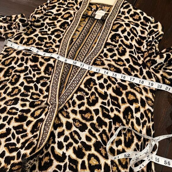 Chicos Oversized Animal Print Long Coatigan Cardigan Sweater size M - Picture 9 of 10